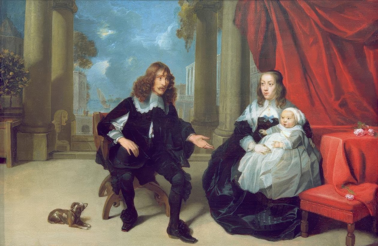 Une famille sur la terrasse - Gonzales Coques