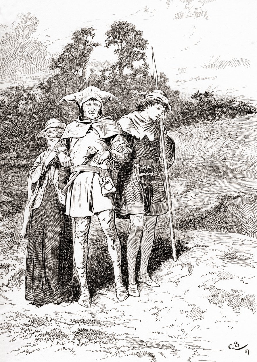 Scène de la pièce de William Shakespeare, Comme il vous plaira, Acte II, Scène 4, de Les Œuvres de William Shakespeare, publié en 1896 - Gordon Frederick Browne