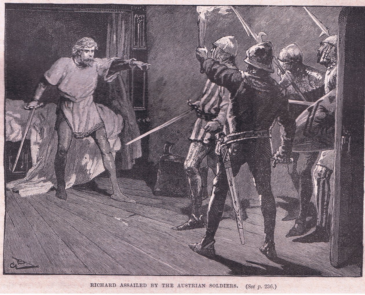 Richard attaqué par les soldats autrichiens AD 1192 - Gordon Frederick Browne