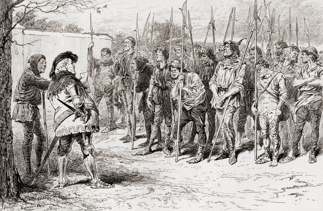 Scène de la pièce de William Shakespeare, Henri IV, Partie 1, Acte IV, Scène 2, de Les Œuvres de William Shakespeare, publié en 1896 - Gordon Frederick Browne