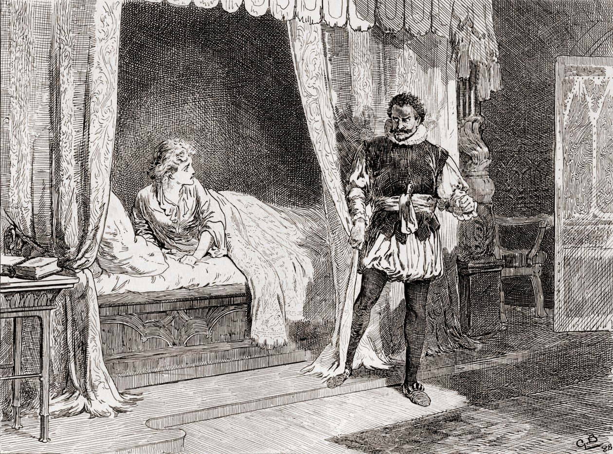 Scène de la pièce de William Shakespeare, Othello, Acte V, Scène 2, de Les Œuvres de William Shakespeare, publié en 1896 - Gordon Frederick Browne