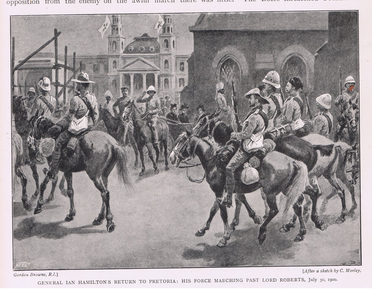 Le retour du général Ian Hamilton à Pretoria : ses troupes défilant devant Lord Roberts, 30 juillet 1900 - Gordon Frederick Browne