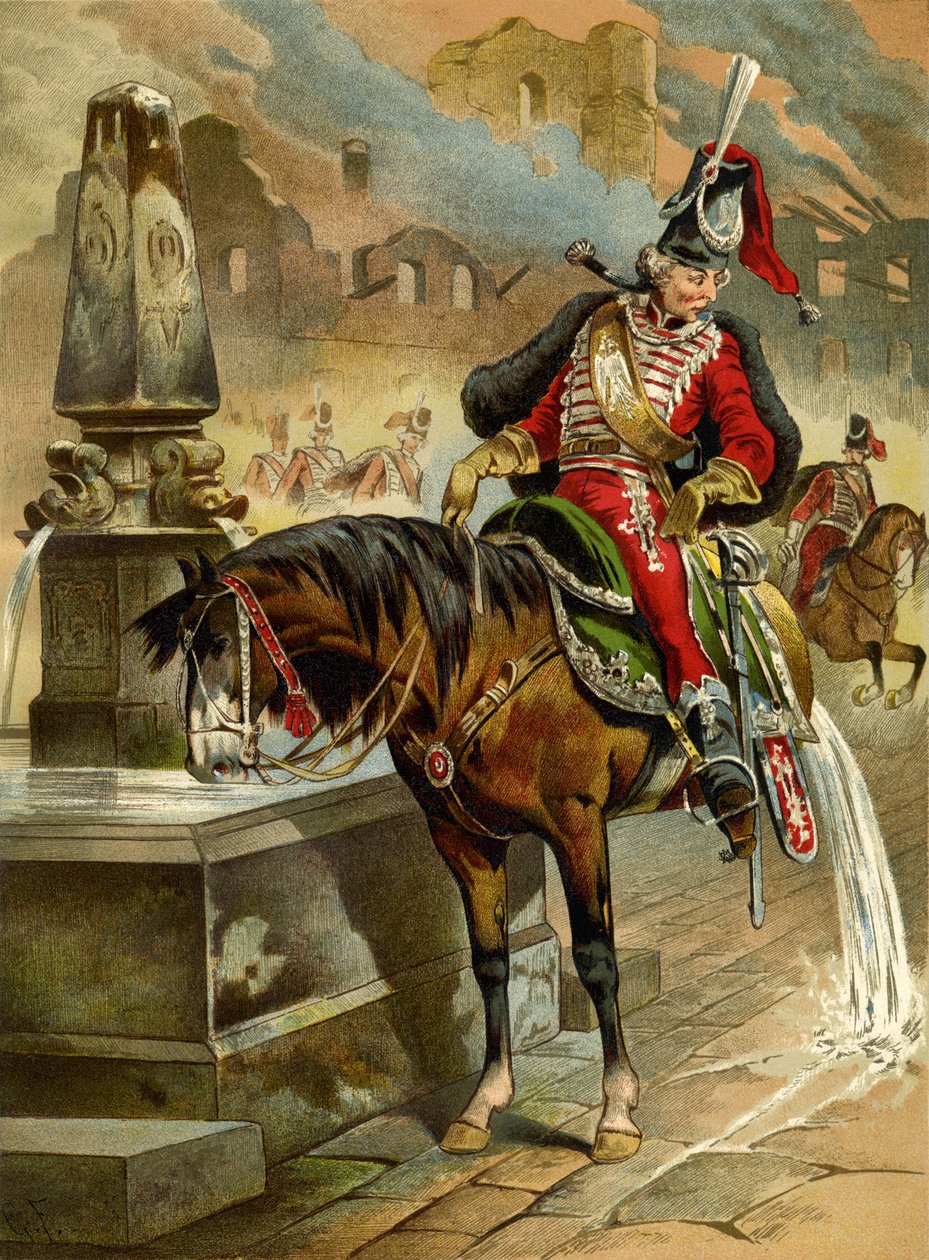 Illustration du livre Les Aventures Surprenantes du Baron Münchhausen par Rudolph Erich Raspe, 1896 - Gottfried Franz