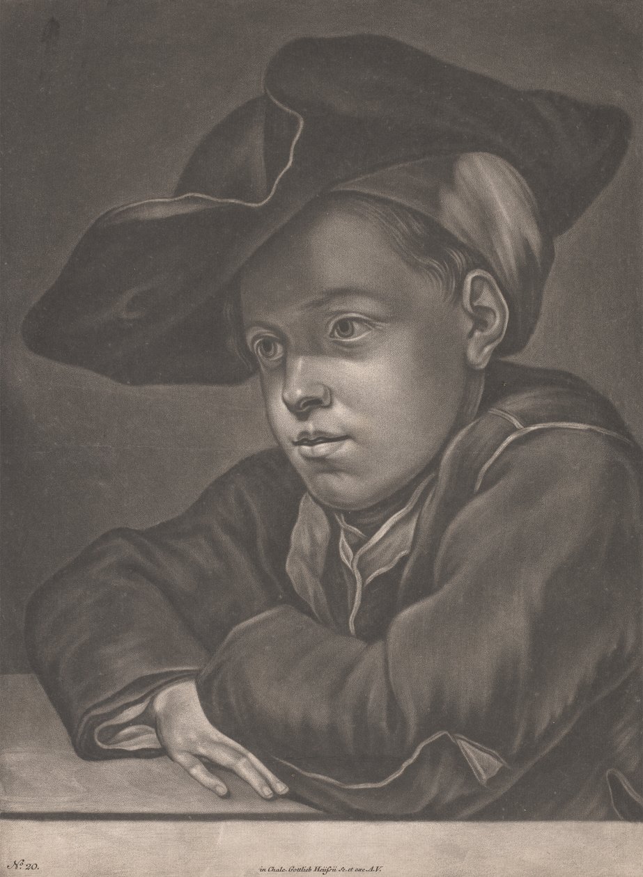 Garçon assis à une table - Gottlieb Heiss