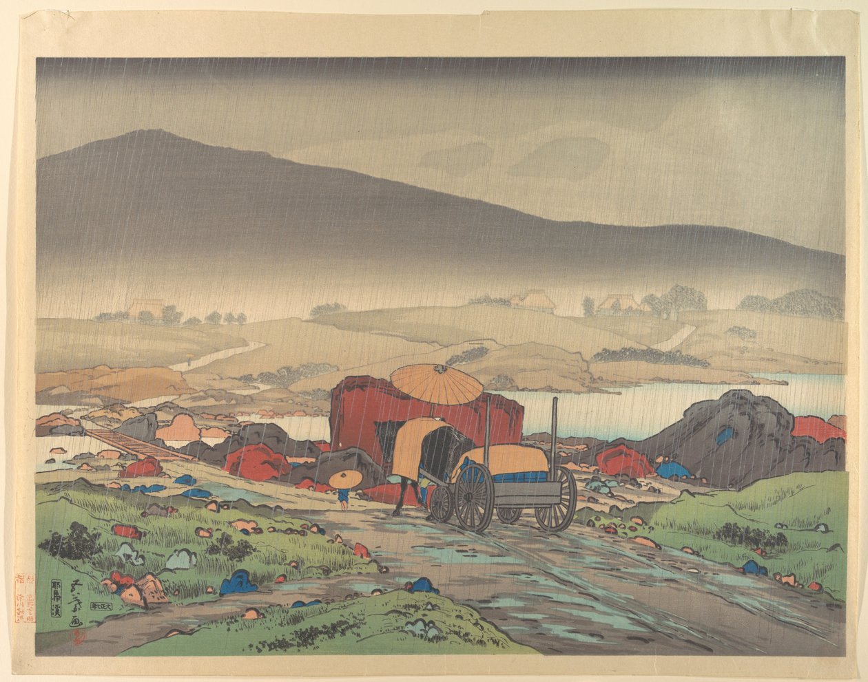 Pluie à Yabakei | Goyo Hashiguchi | Estampe d'art