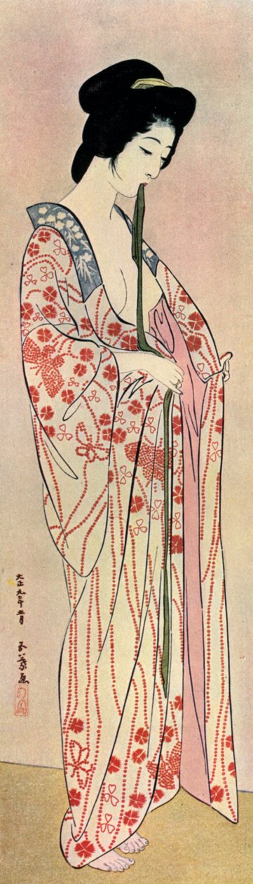 Une femme japonaise portant un nagajuban, 1920-1930 - Goyo Hashiguchi