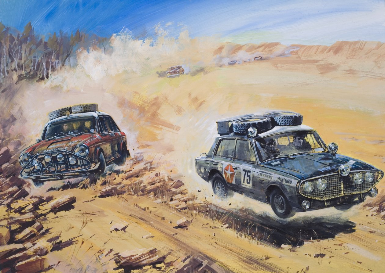Rallye automobile Londres-Sydney de 1968 (gouache sur papier) - Graham Coton