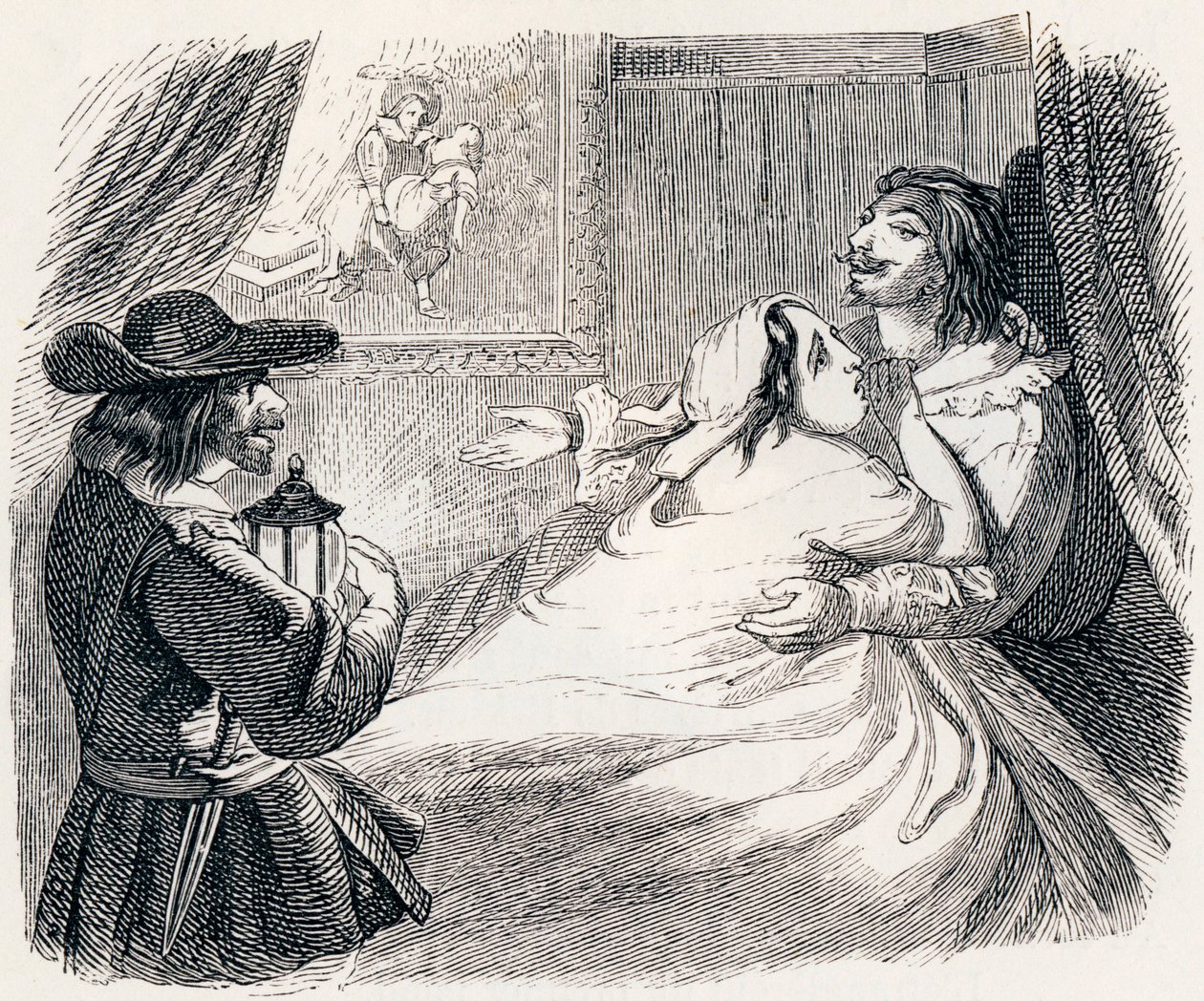 Le mari, la femme et le voleur - Fables de La Fontaine - Grandville