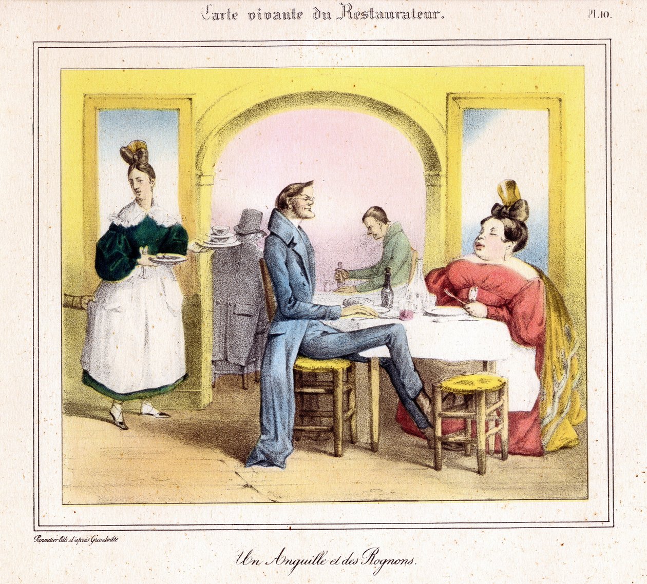 La carte vivante du restaurateur : une anguille et des rognons - Grandville