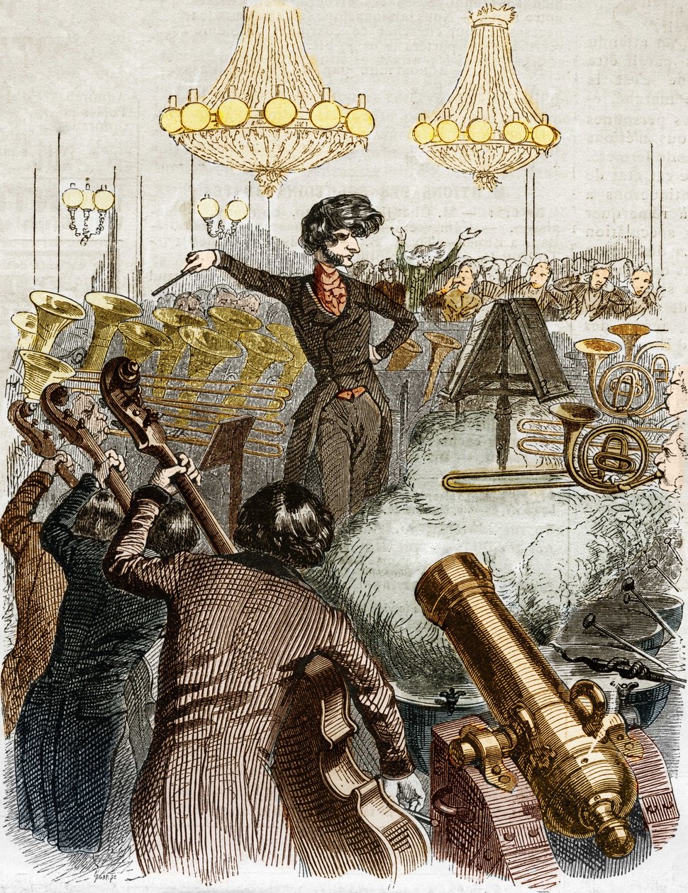 Un concert a une mitrailleuse. Caricature d
