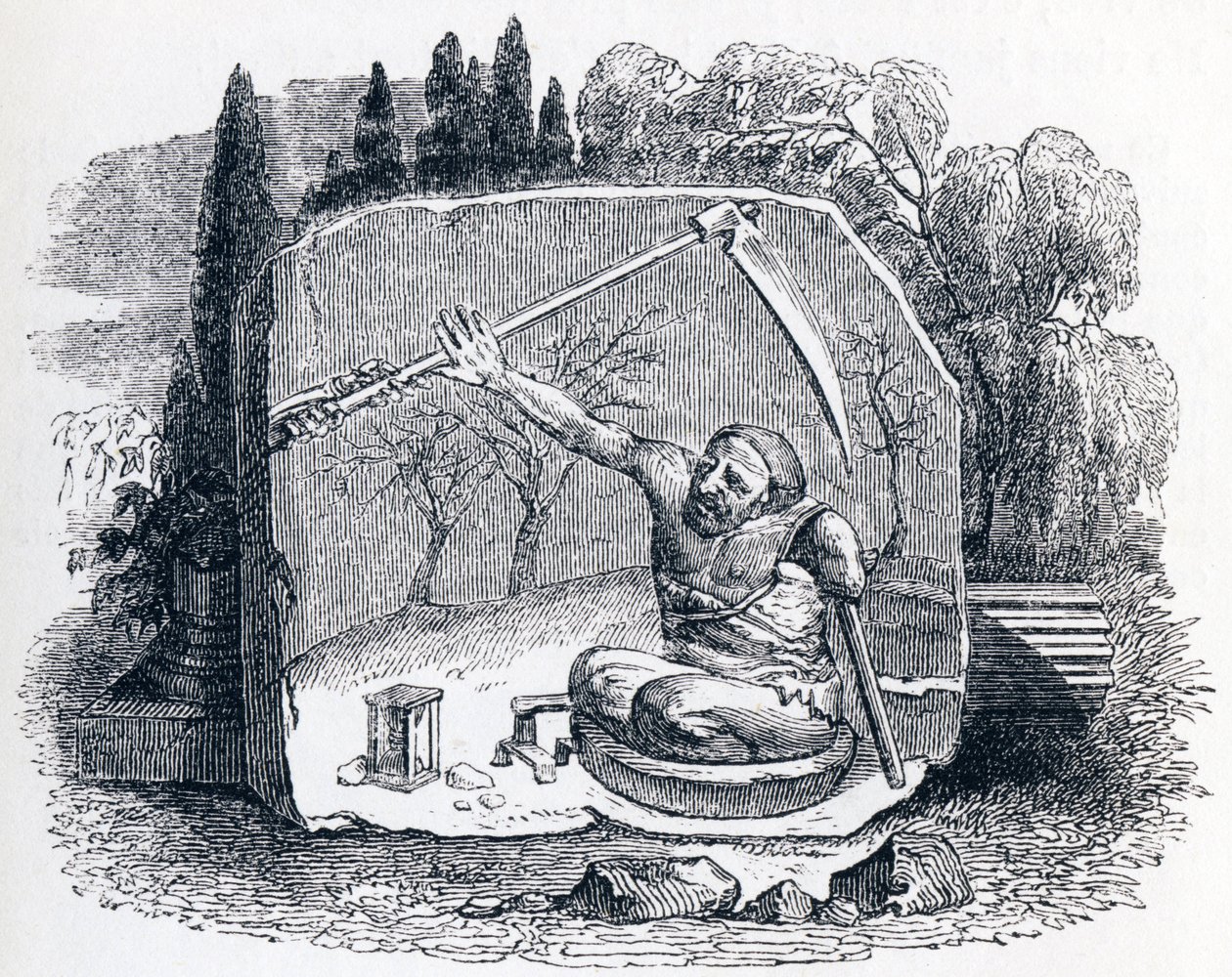 La mort et le malheureux - Fables de La Fontaine - Grandville