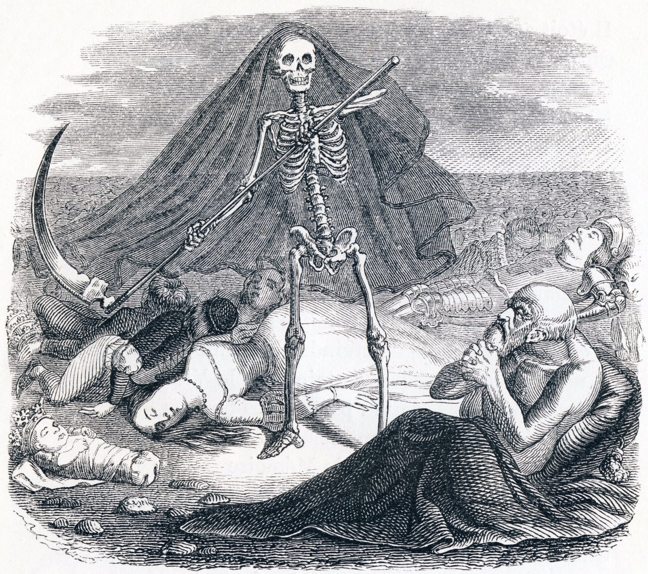 Le mort et le mourant - Fables de La Fontaine - Grandville