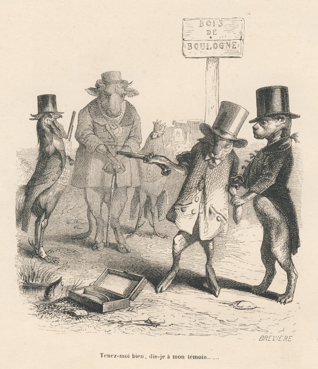 Duel au bois de Boulogne - Grandville
