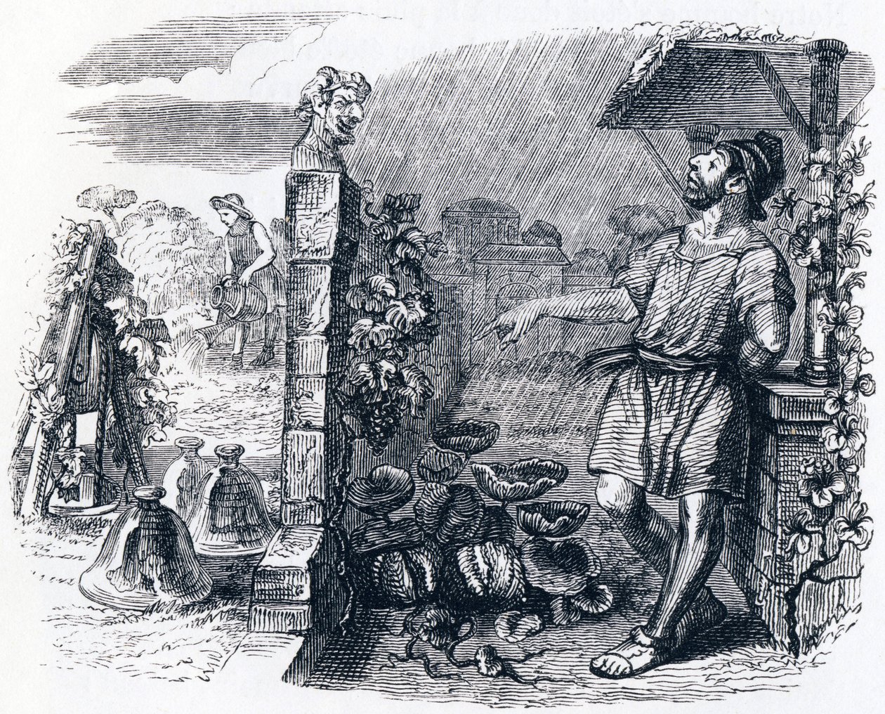 Jupiter et le métayer - Fables de La Fontaine - Grandville