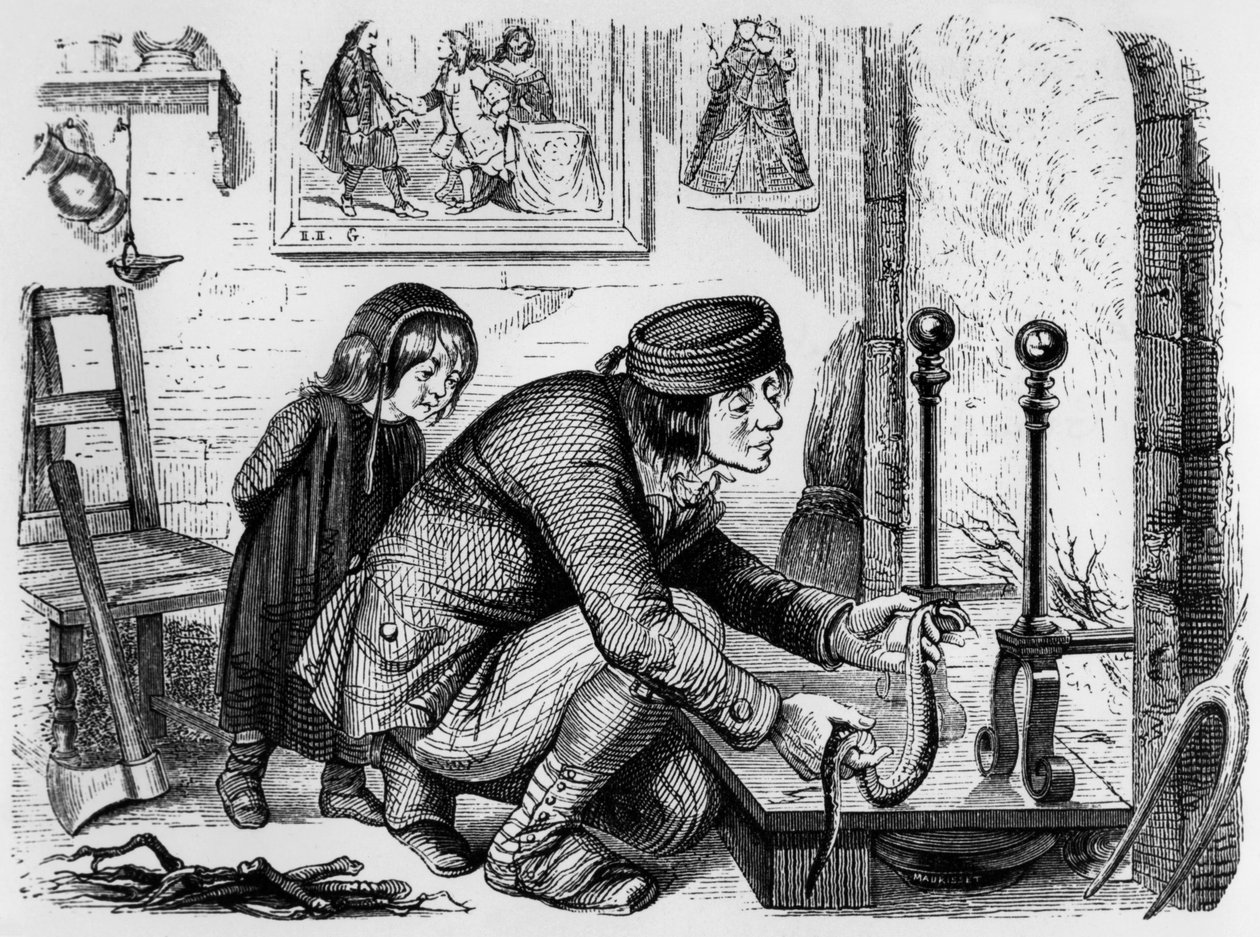 Fable de La Fontaine : Le paysan et la vipère, gravure de J.J. Grandville, vers 1838-40 - Grandville (1803-47)