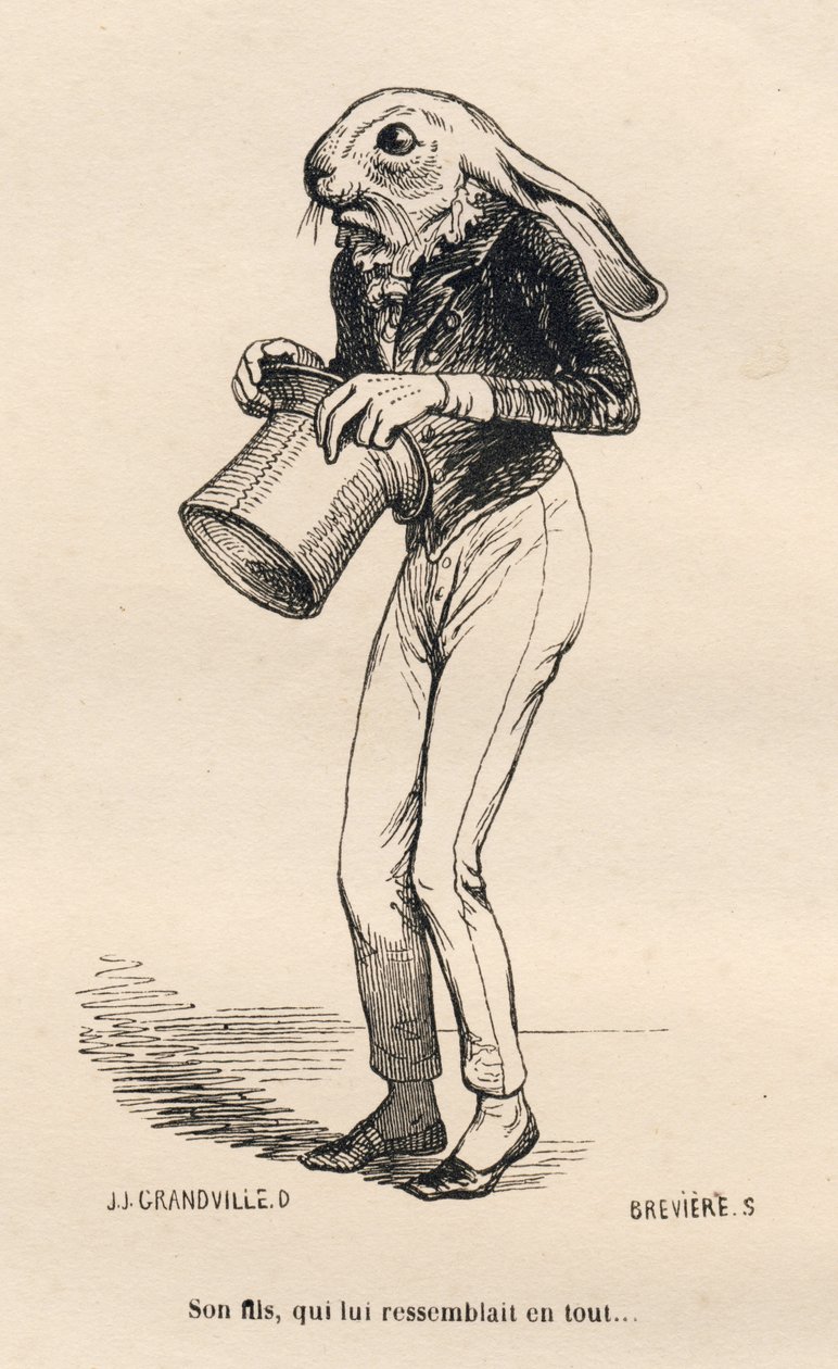 Lievre peureux en costume de dandy (Histoire d