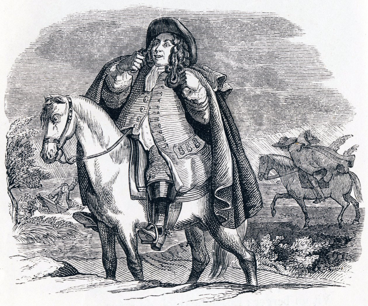 Phébus et Borée - Fables de La Fontaine - Grandville