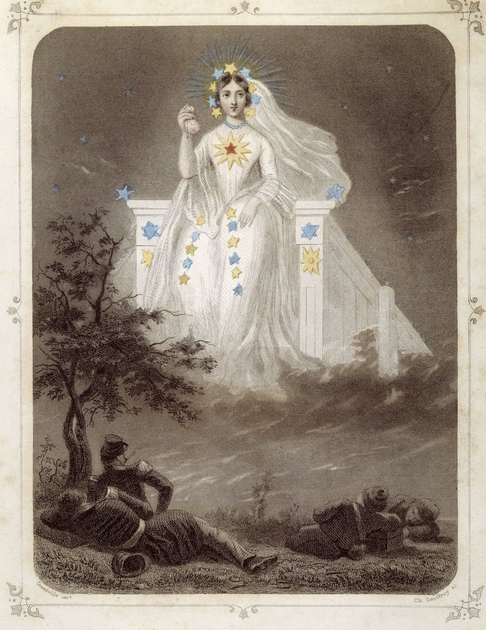 Étoiles : Femme représentant « La belle étoile » - par Grandville - Grandville