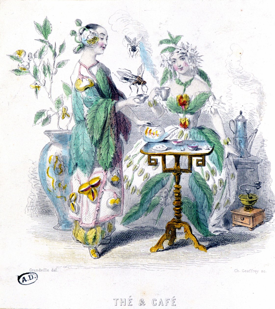 Thé et café - allégorie par Grandville - Grandville