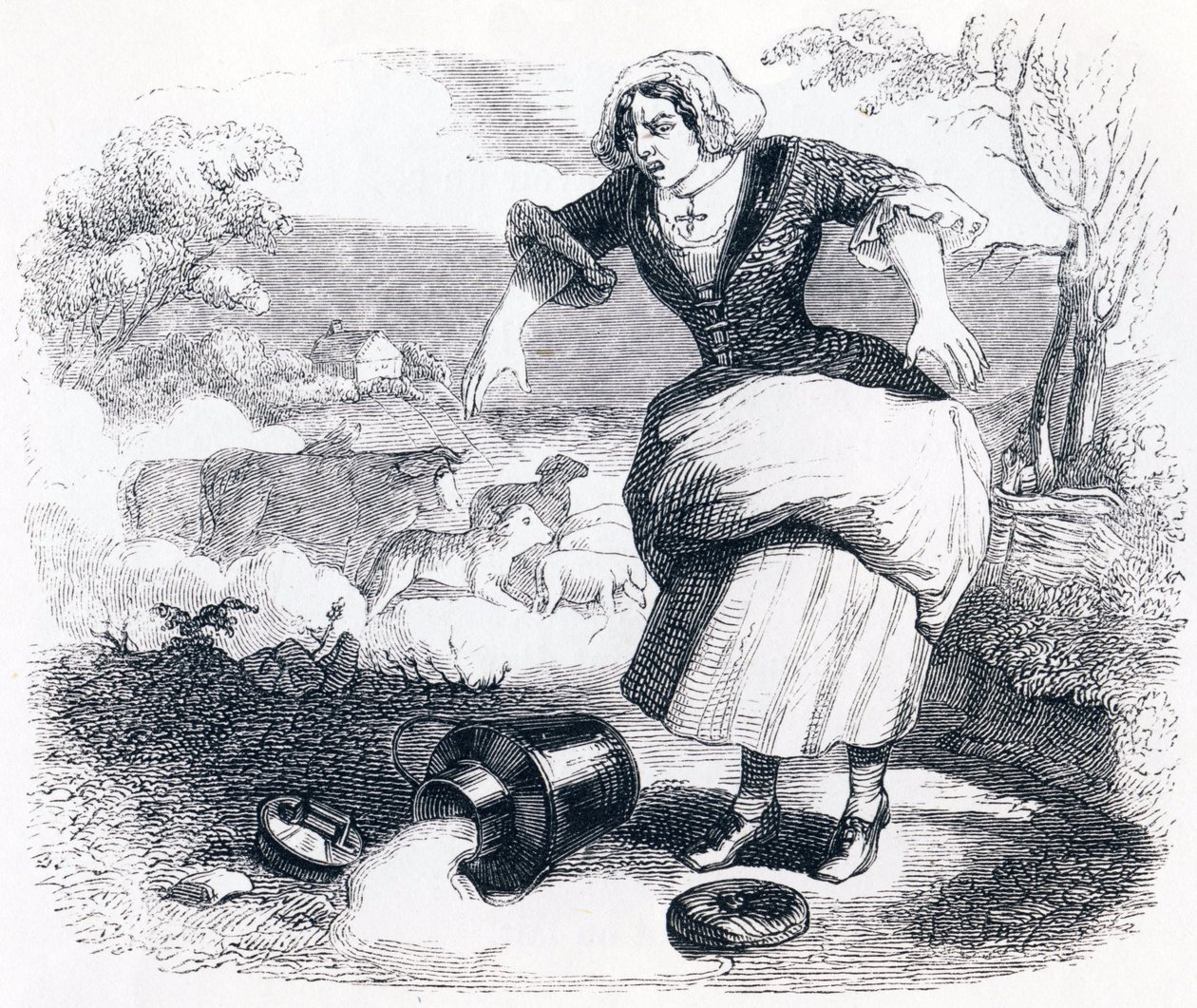 La laitière et le pot au lait - Fables de La Fontaine - Grandville