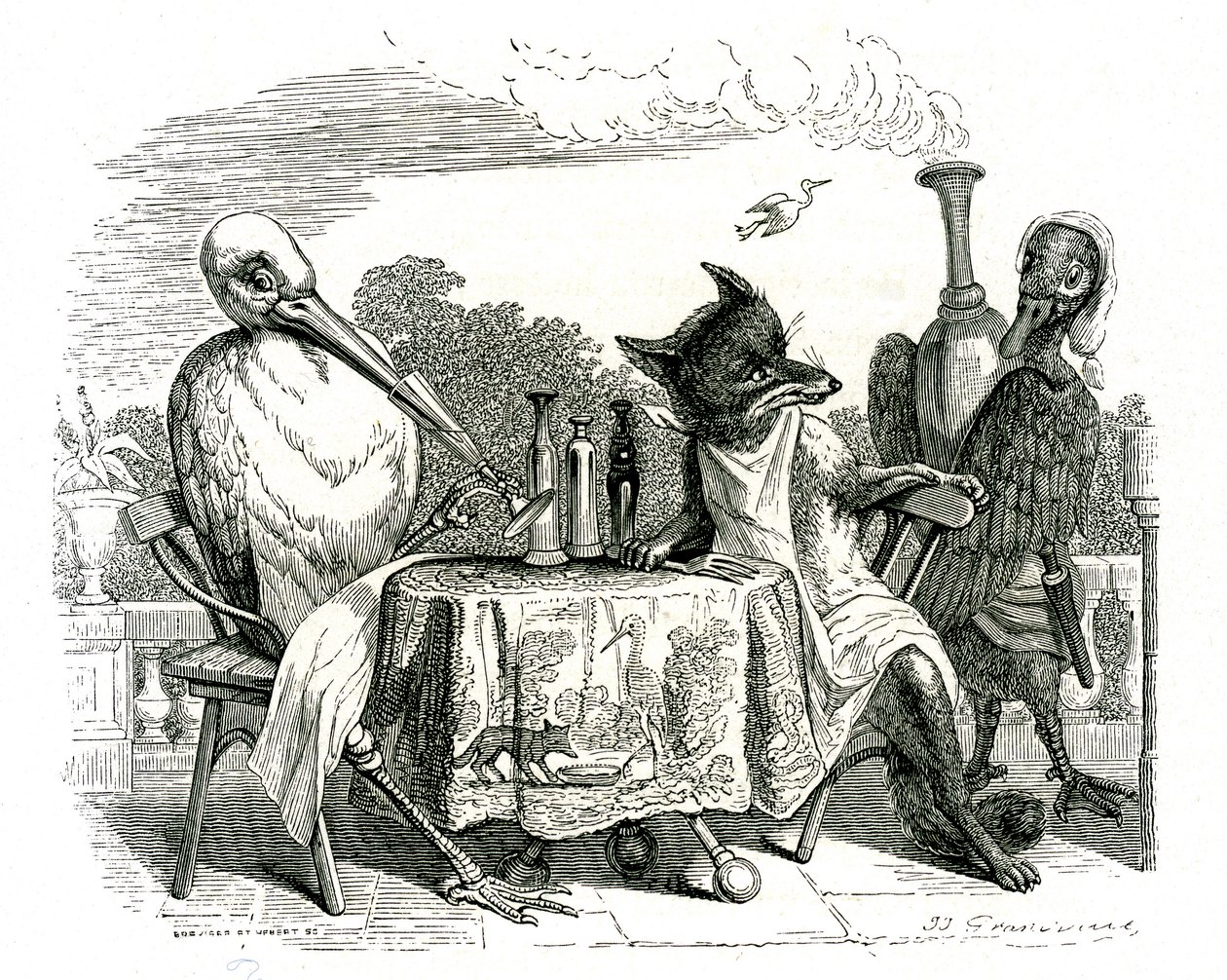 Le Renard et la Cigogne, illustration des 