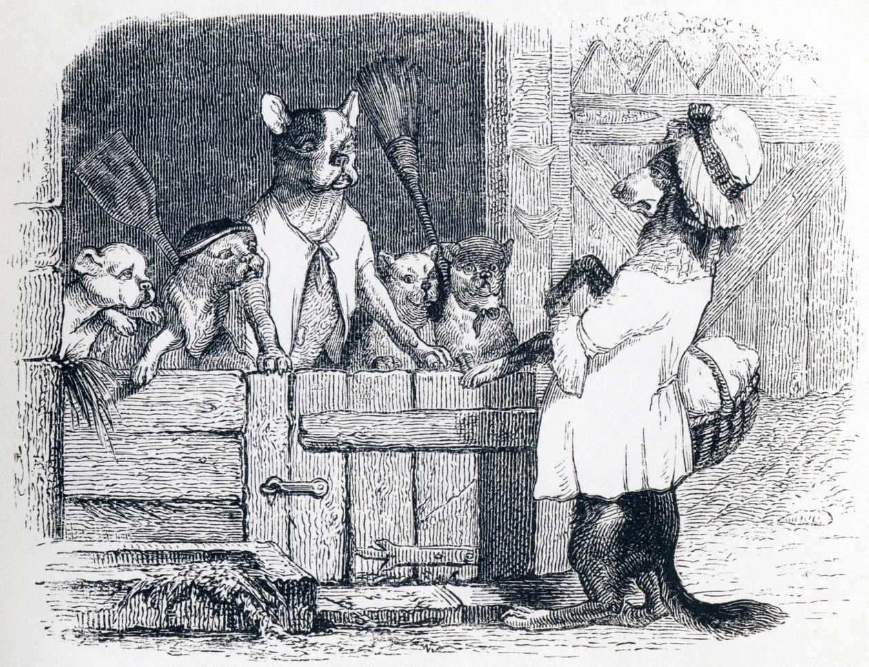 Le pou et ses deux compagnons - Fables de La Fontaine - Grandville