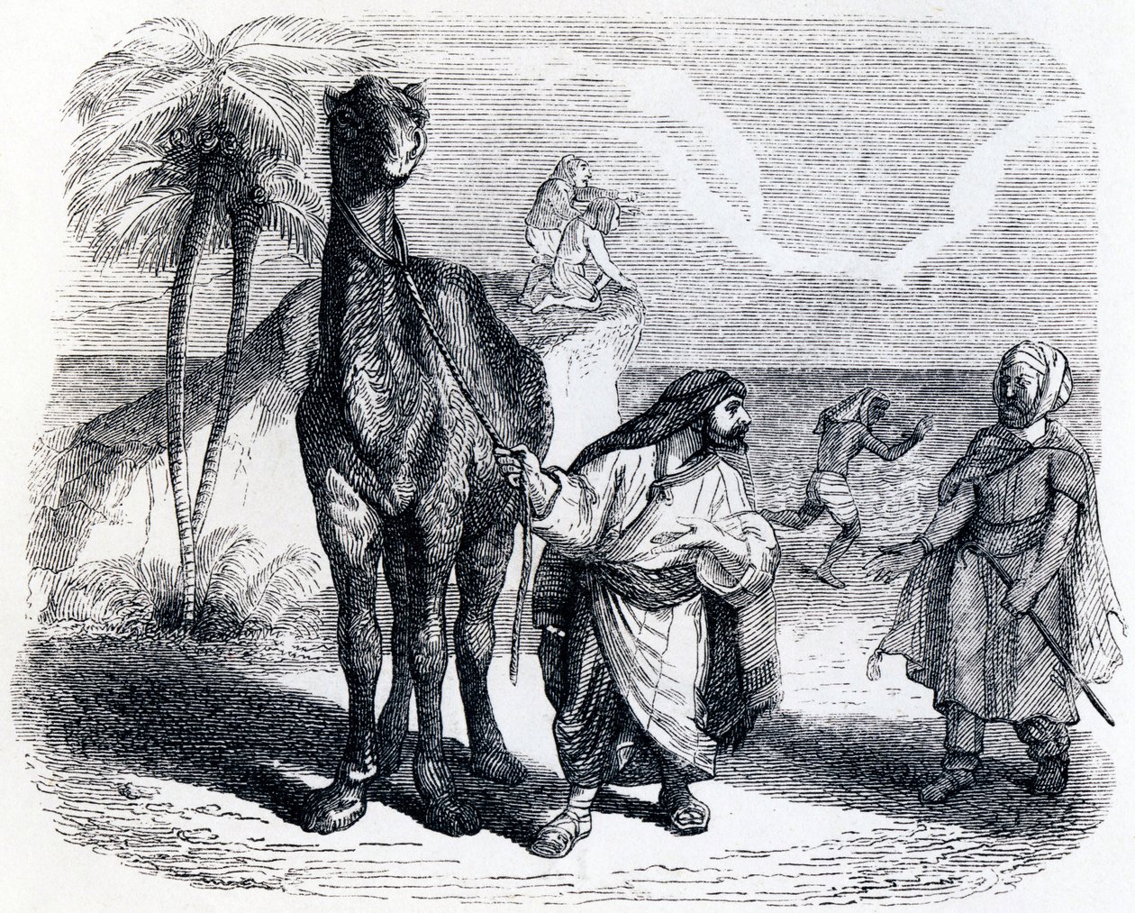 Le chameau et les bâtons flottants - Fables de La Fontaine - Grandville