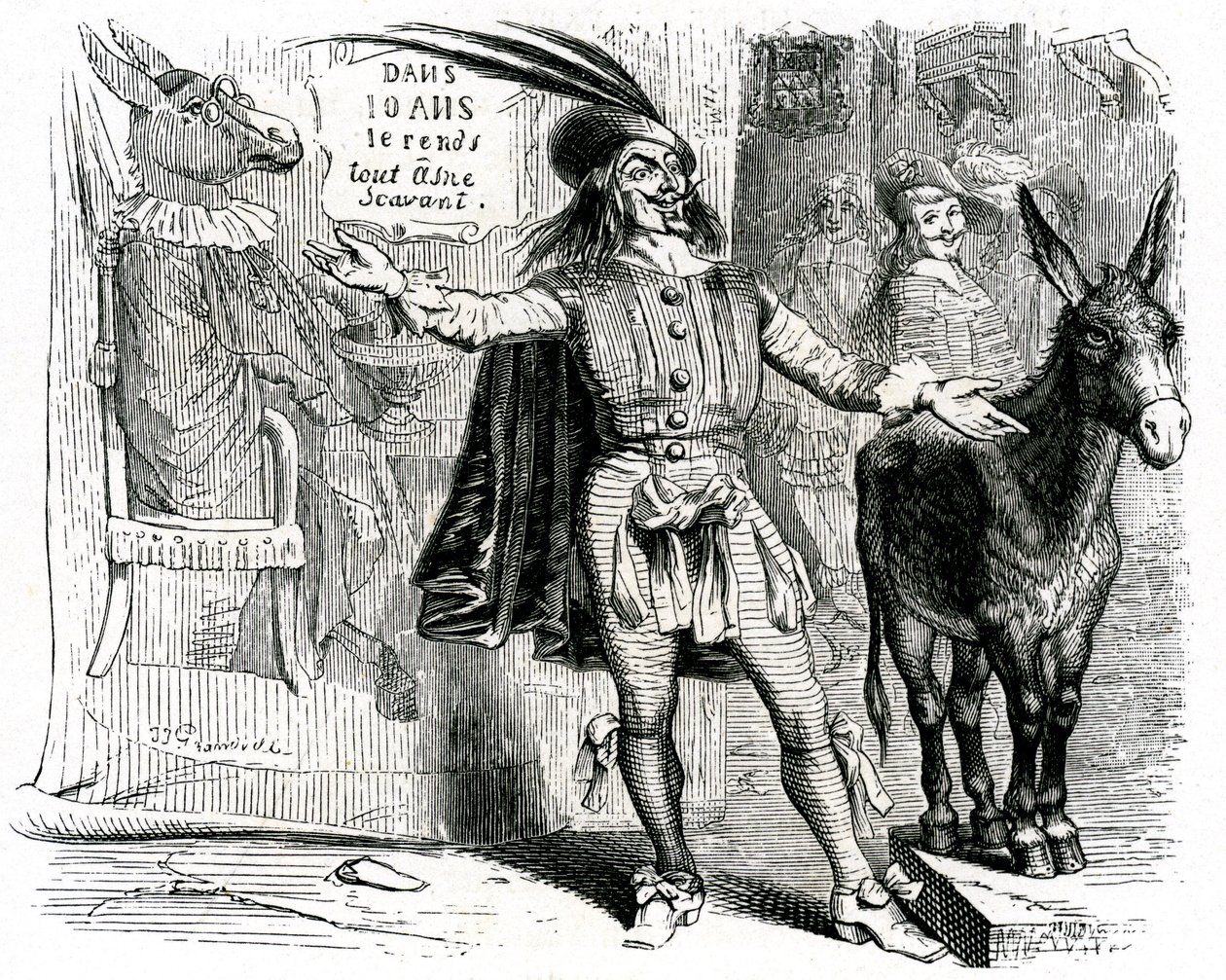 Le charlatan : fable de La Fontaine illustrée par Grandville. Édition Garnier 1860. Ce skipper rend difficile de faire de chaque âne un scientifique - Grandville (1803 47)