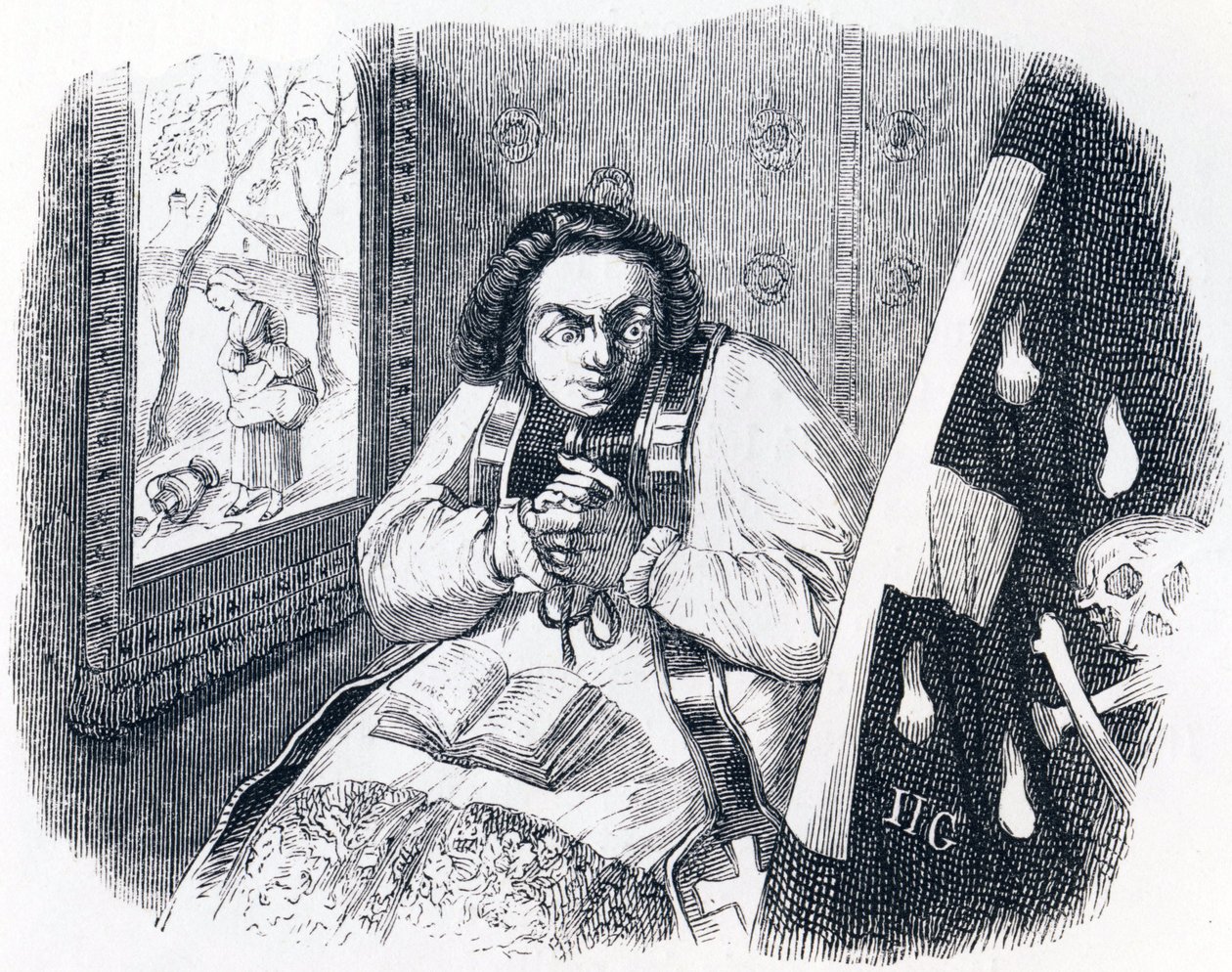 Le curé et la mort - Fables de La Fontaine - Grandville