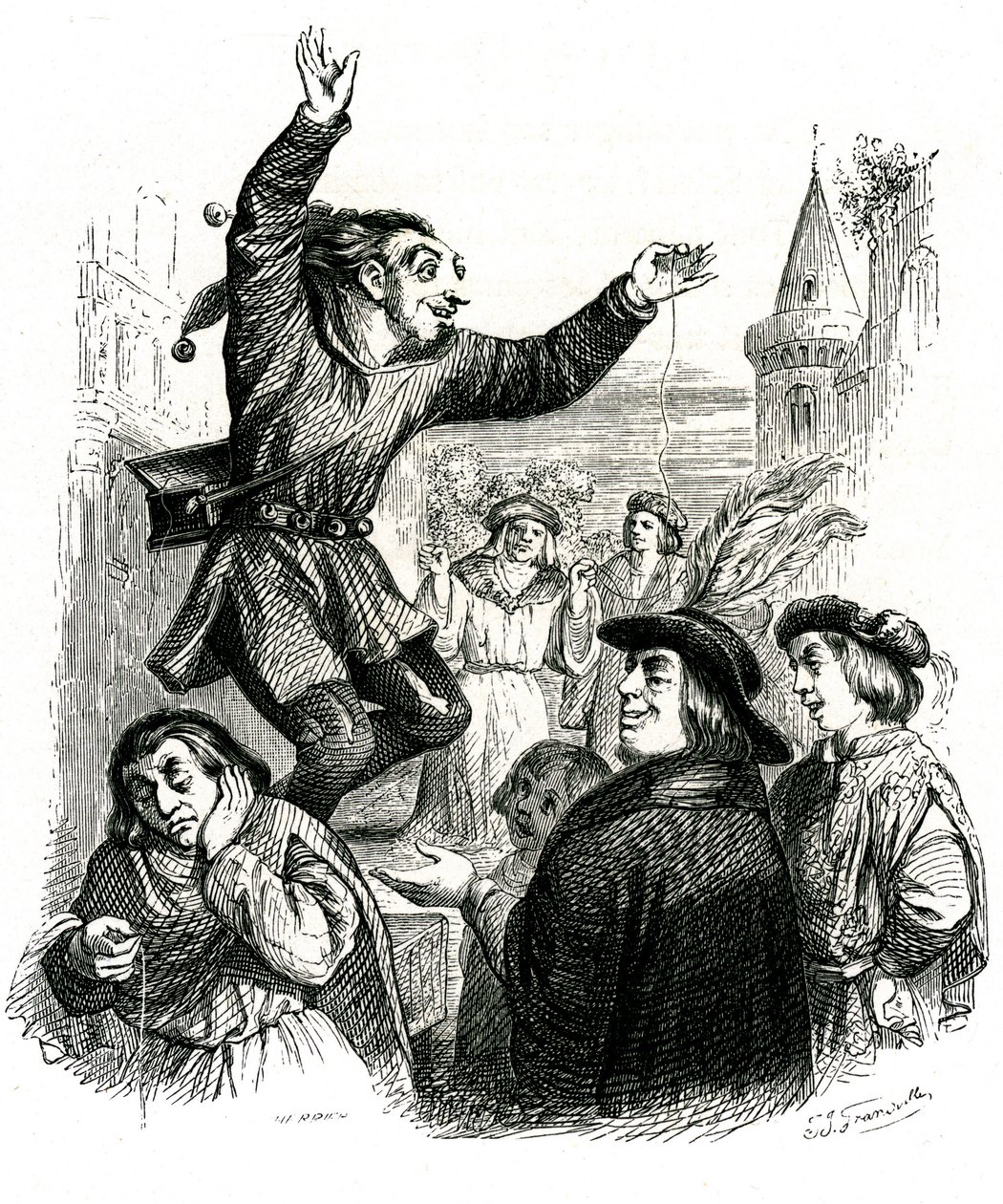 Le fou qui vend la sagesse : La fable de La Fontaine - Grandville (1803 47)
