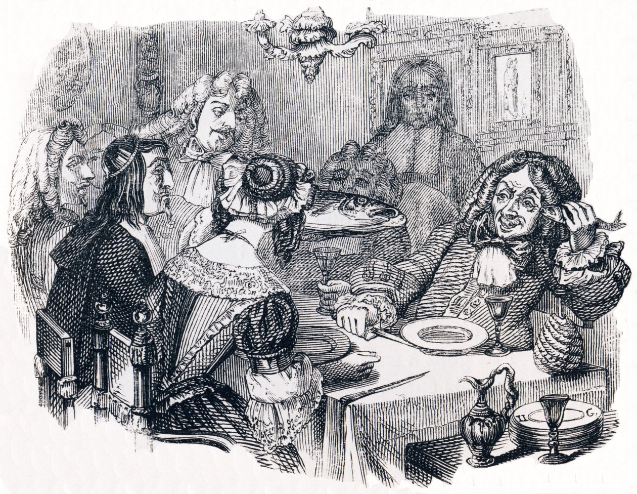 Le rieur et les poissons - Fables de La Fontaine - Grandville