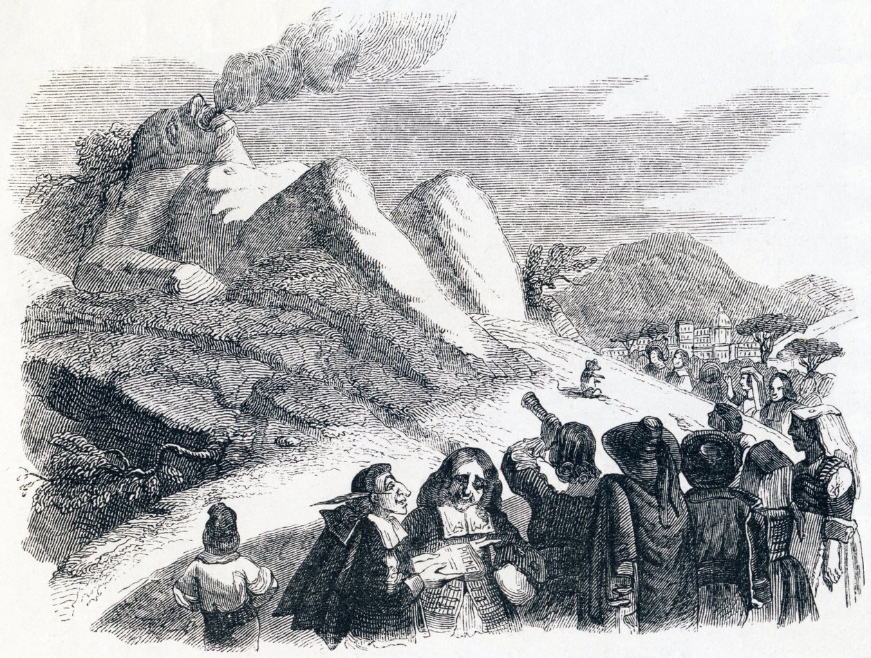 La montagne qui accouche - Fables de La Fontaine - Grandville