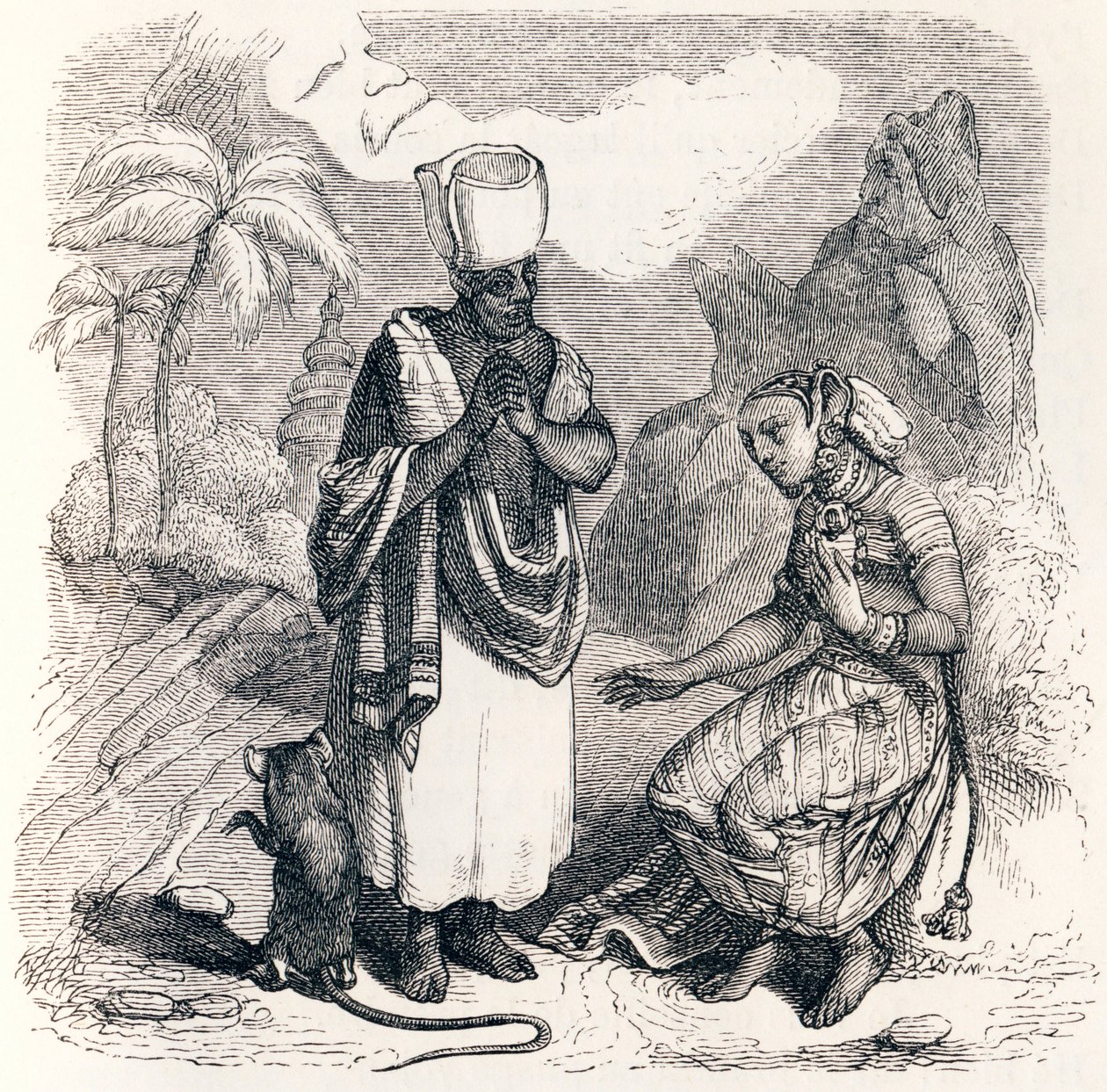 La souris métamorphosée en fille - Fables de La Fontaine - Grandville