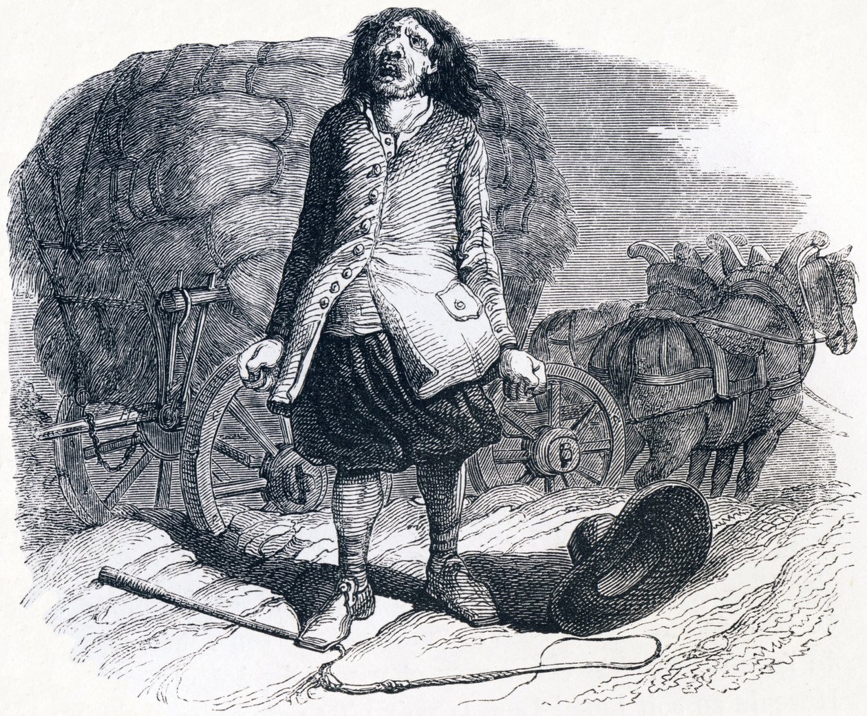Le chartier embourbé - Fables de La Fontaine - Grandville