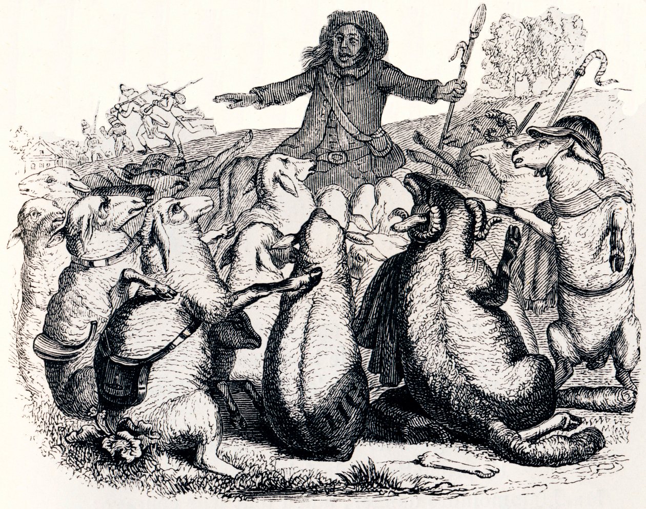 Le berger et son troupeau - Fables de La Fontaine - Grandville