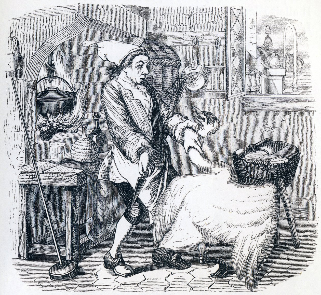 Le cygne et le cuisinier - Fables de La Fontaine - Grandville