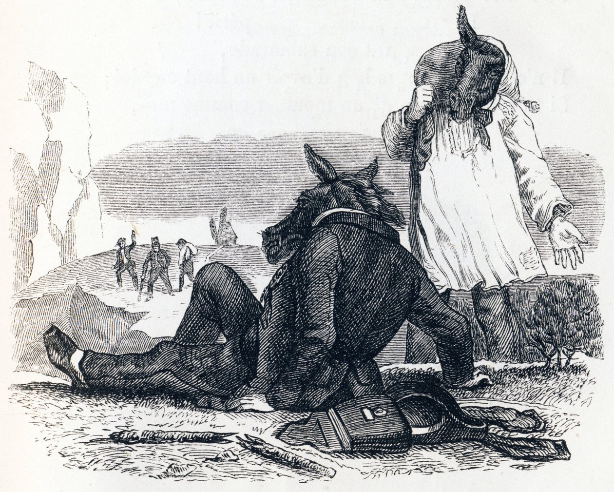 Les deux mulets - Fables de La Fontaine - Grandville
