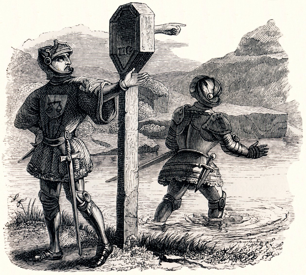 Les deux aventuriers et le talisman - Fables de La Fontaine - Grandville