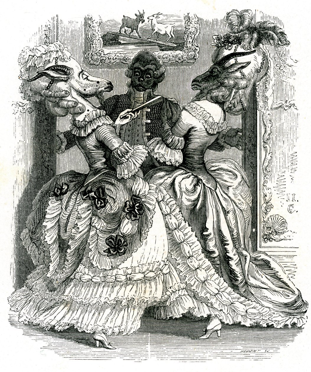 Les deux chèvres : La fable de La Fontaine - Grandville (1803 47)