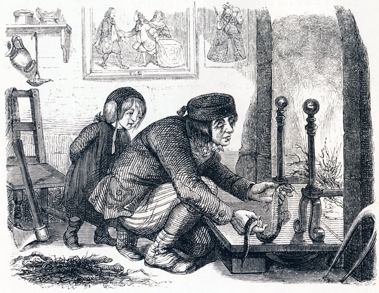 Le villageois et le serpent - Fables de La Fontaine - Grandville