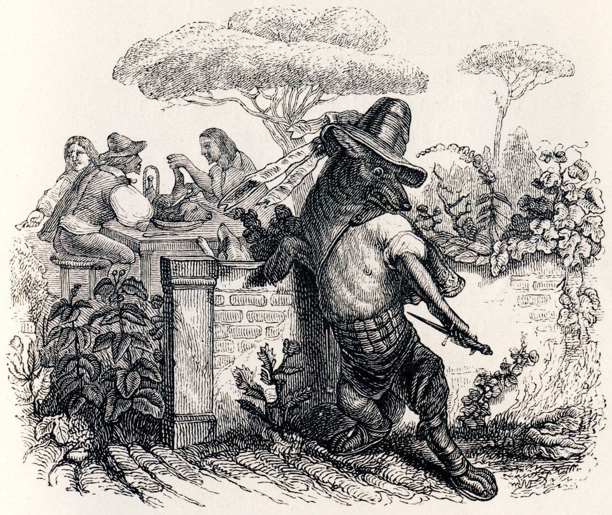Le loup et les bergers - Fables de La Fontaine - Grandville
