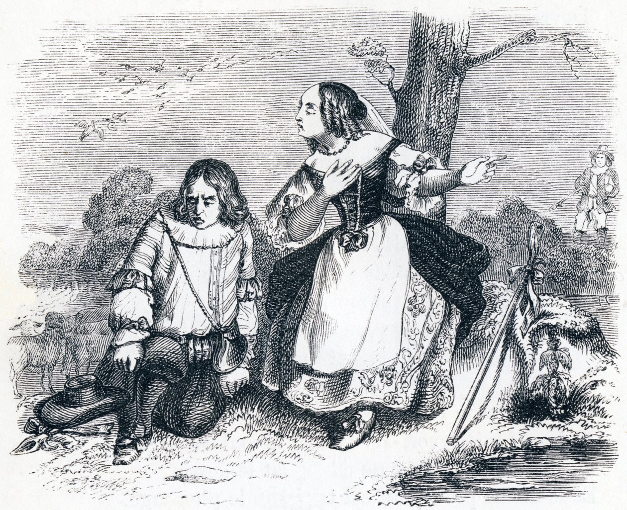 Tircis et Amarante - Fables de La Fontaine - Grandville