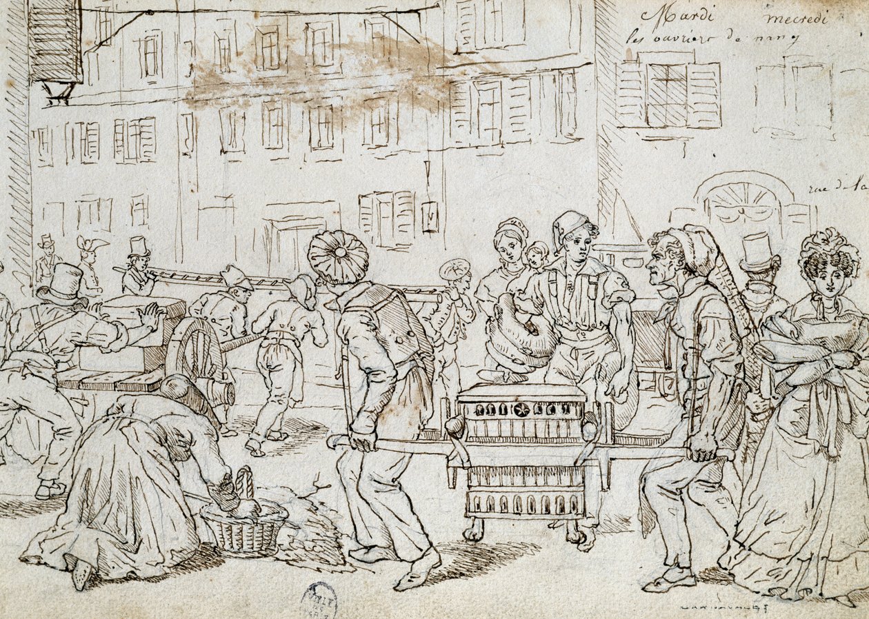 Travailleurs de Nancy, dessin par Jean-Jacques Grandville, France - Grandville