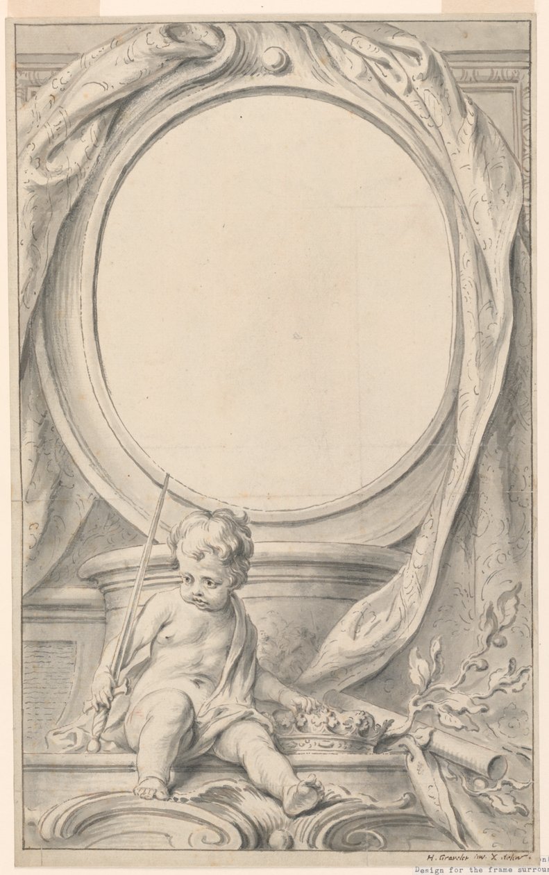 Conception pour cadre entourant le portrait de William Russell, premier duc de Bedford - Gravelot