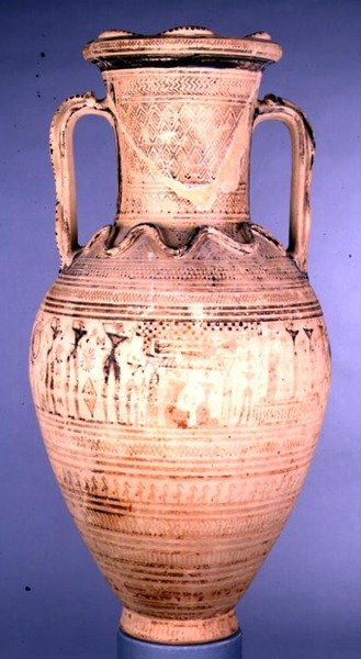 Amphore attique géométrique tardive IIb décorée d