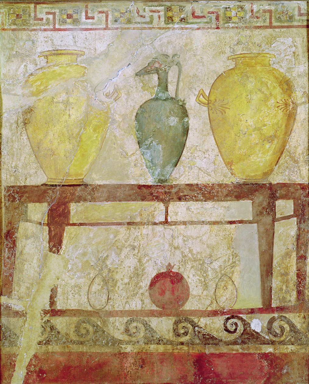 Plaque funéraire avec une offrande de vases, peinture de tombe de Paestum - Greek