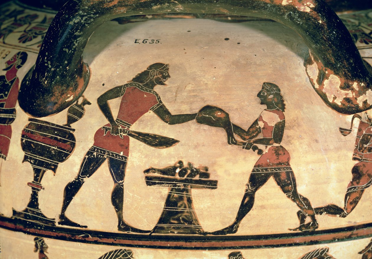 Serviteurs préparant de la nourriture pour un symposium (détail) - Greek