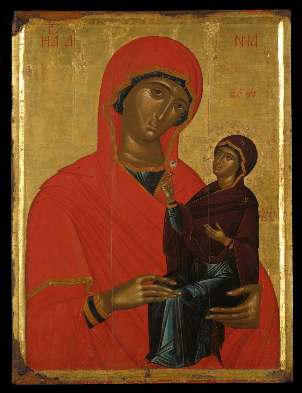 Icône de Sainte Anne et la Vierge - Greek School
