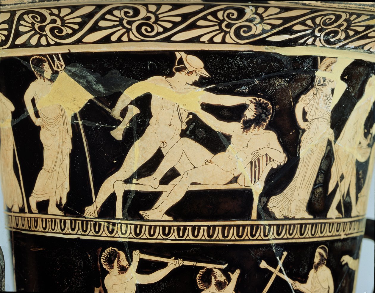 Calyx-cratère attique à figures rouges décoré de scènes des aventures de Thésée (détail) de Thésée et du géant Procruste - Greek