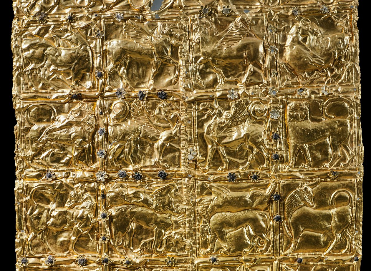 Feuille avec décoration en relief de Delphes (or) (détail) - Greek